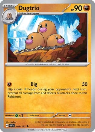 Dugtrio 104- SV03 Obsidian Flames Reverse Holofoil