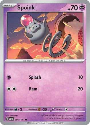Spoink 090  - Reverse Holofoil SV03 Obsidian Flames - Common