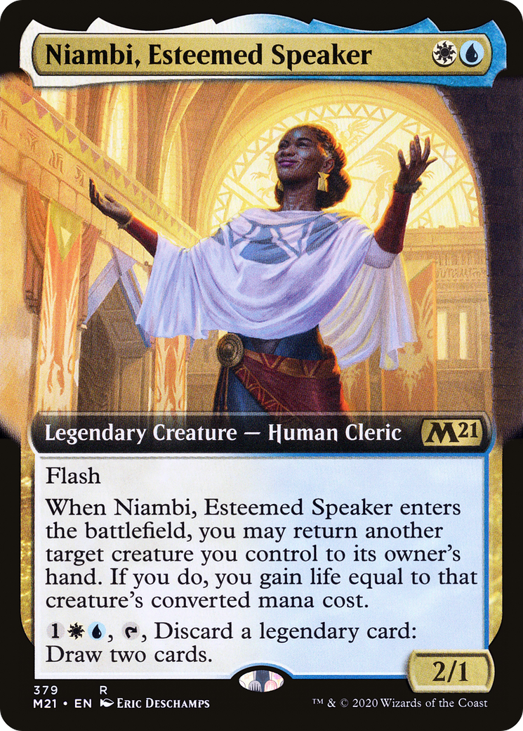 Niambi, Esteemed Speaker (Extended Art) [Core Set 2021] Foil