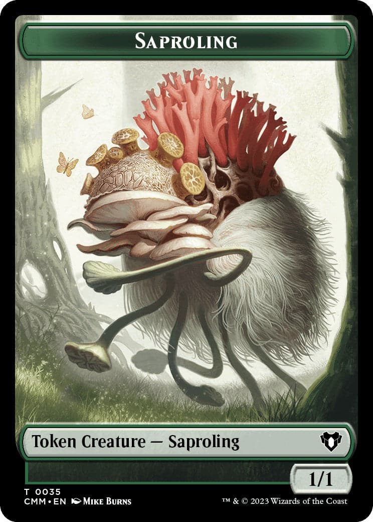 Saproling // Cat (0005) Double-Sided Token [Commander Masters Tokens] Foil