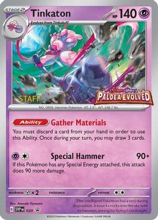 Tinkaton (Prerelease) [Staff] 020- SV Scarlet & Violet Promo Cards Holofoil