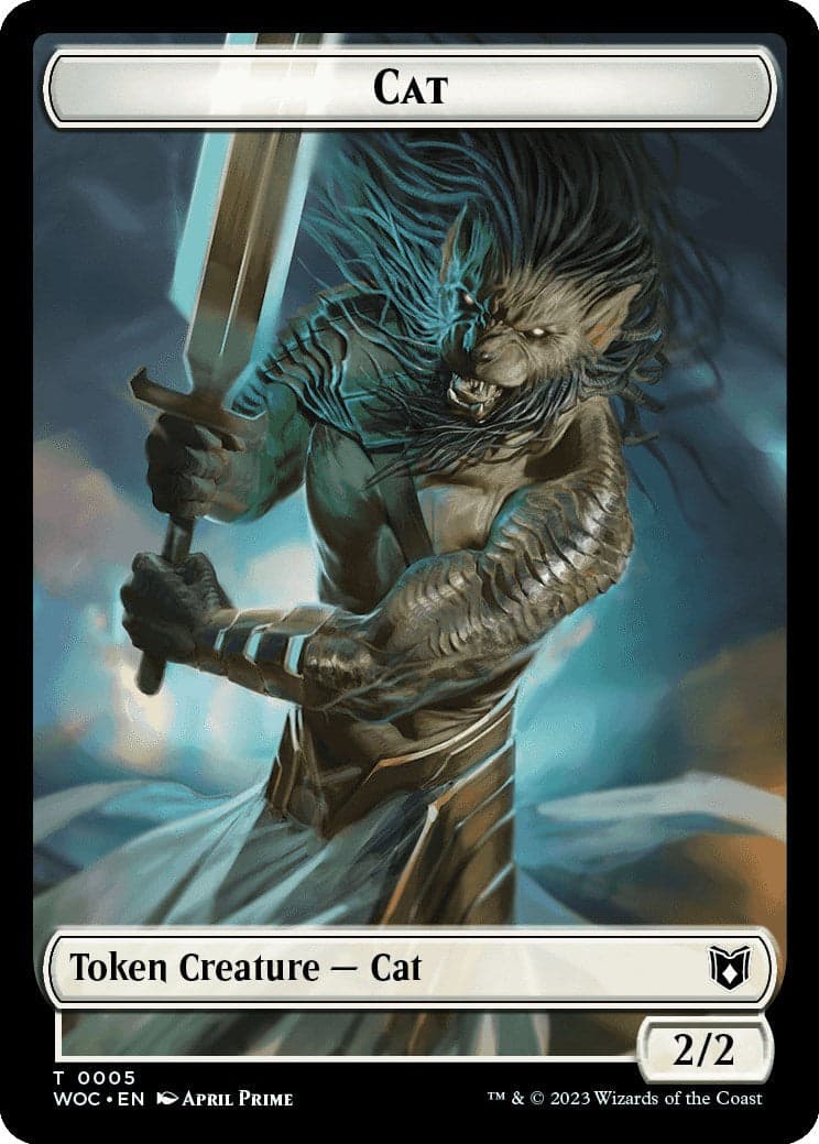 Cat (0005) // Human Double-Sided Token [Wilds of Eldraine Commander Tokens] Foil
