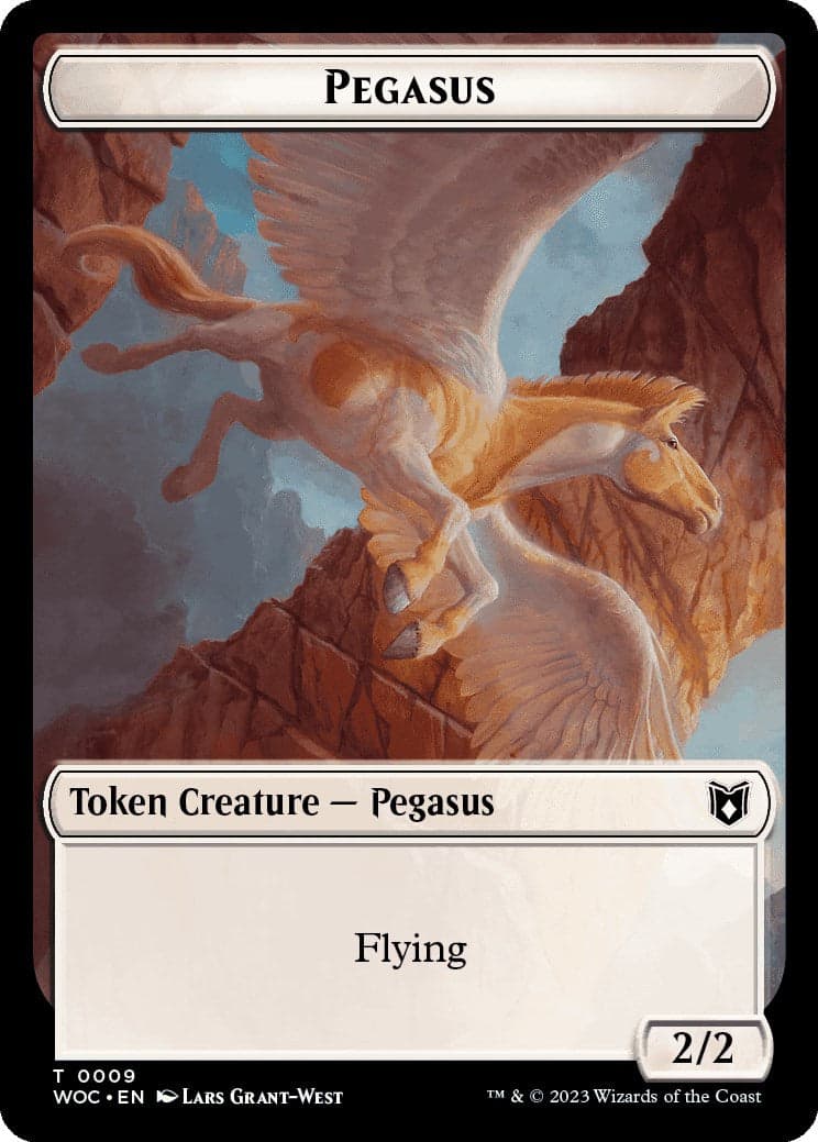 Pegasus // Saproling Double-Sided Token [Wilds of Eldraine Commander Tokens] Foil