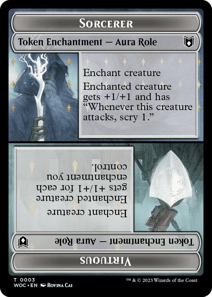 Sorcerer Role / Virtuous Role // Monster Role / Virtuous Role Double-Sided Token [Wilds of Eldraine Commander Tokens] Foil