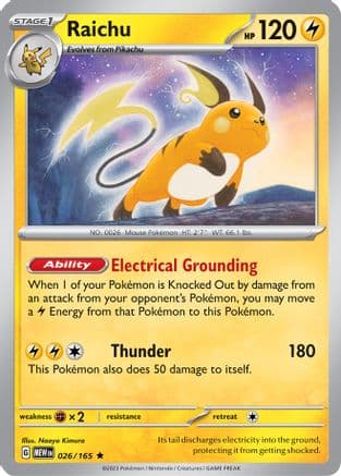 Raichu 026- SV Scarlet & Violet 151 Reverse Holofoil