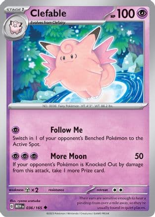 Clefable 036- SV Scarlet & Violet 151 Reverse Holofoil