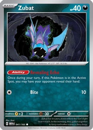 Zubat 041- SV Scarlet & Violet 151 Reverse Holofoil