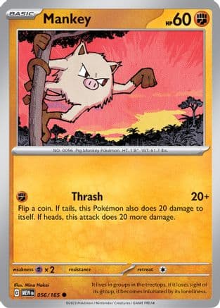 Mankey 056- SV Scarlet & Violet 151 Reverse Holofoil
