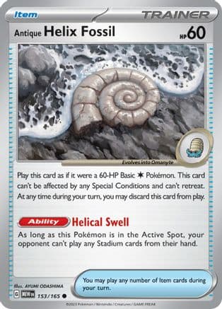 Antique Helix Fossil (153/165) [Scarlet & Violet: 151] Reverse Holofoil