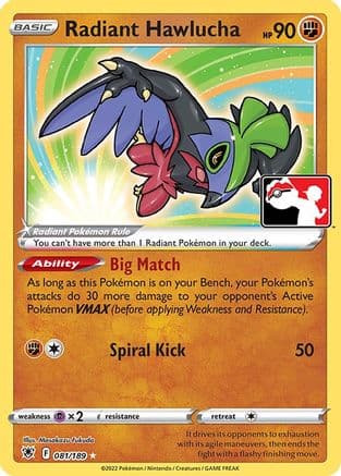 Radiant Hawlucha 81- Prize Pack Series Cards Holofoil