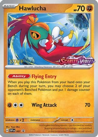 Hawlucha (Prerelease) [Staff] 007- SV Scarlet & Violet Promo Cards Holofoil