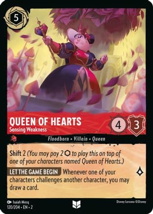 Queen of Hearts - Sensing Weakness (120/204) [Rise of the Floodborn] Cold Foil