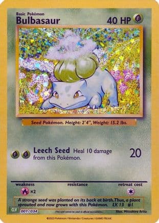 Bulbasaur 001- Trading Card Game Classic Holofoil