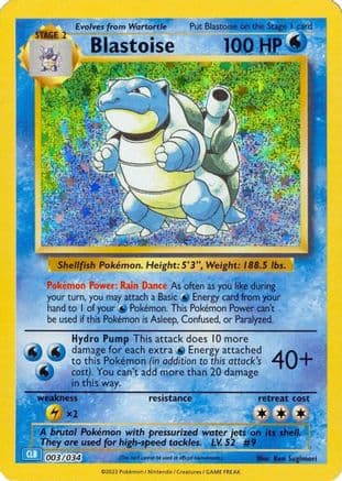 Blastoise 003- Trading Card Game Classic Holofoil