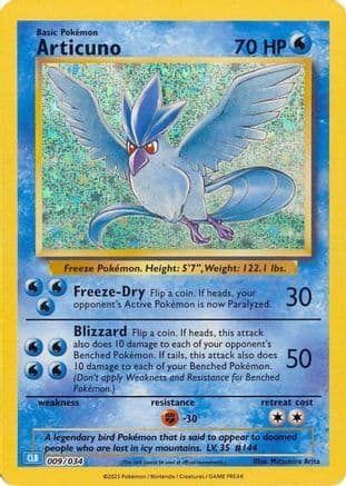 Articuno 009- Trading Card Game Classic Holofoil