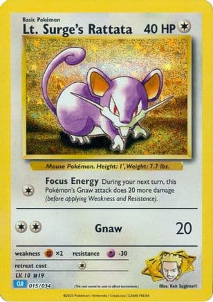 Lt. Surge's Rattata 015- Trading Card Game Classic Holofoil