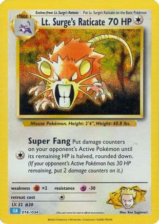 Lt. Surge's Raticate 016  - Holofoil Trading Card Game Classic - Classic Collection
