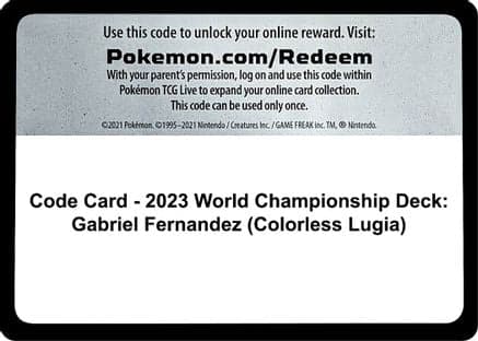 Code Card - 2023 World Championship Deck: Gabriel Fernandez (Colorless Lugia)  World Championship Decks - Code Card