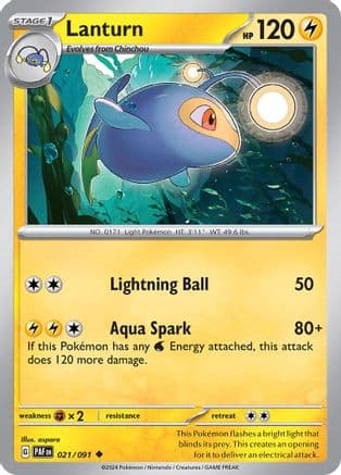 Lanturn 021  - Reverse Holofoil SV Paldean Fates - Uncommon