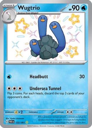 Wugtrio 122/091  - Holofoil SV Paldean Fates - Shiny Rare
