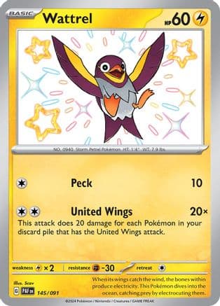 Wattrel 145  - Holofoil SV Paldean Fates - Shiny Rare