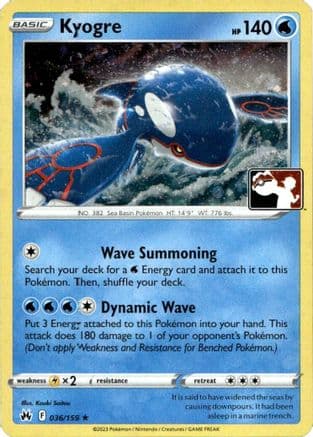 Kyogre 036- Prize Pack Series Cards Holofoil