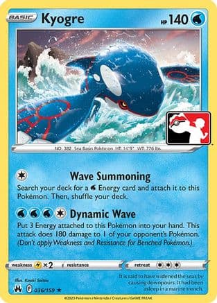Kyogre 036- Prize Pack Series Cards Holofoil