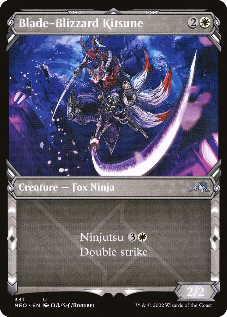 Blade-Blizzard Kitsune (Showcase Ninja) [Kamigawa: Neon Dynasty] Foil