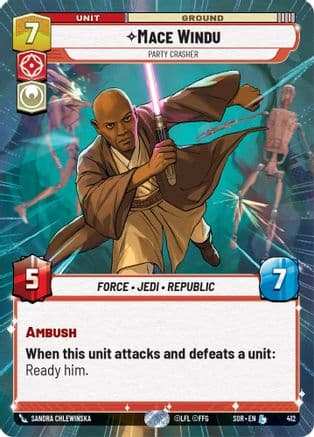 Mace Windu - Party Crasher (Hyperspace) | Foil (412)  [Spark of Rebellion]