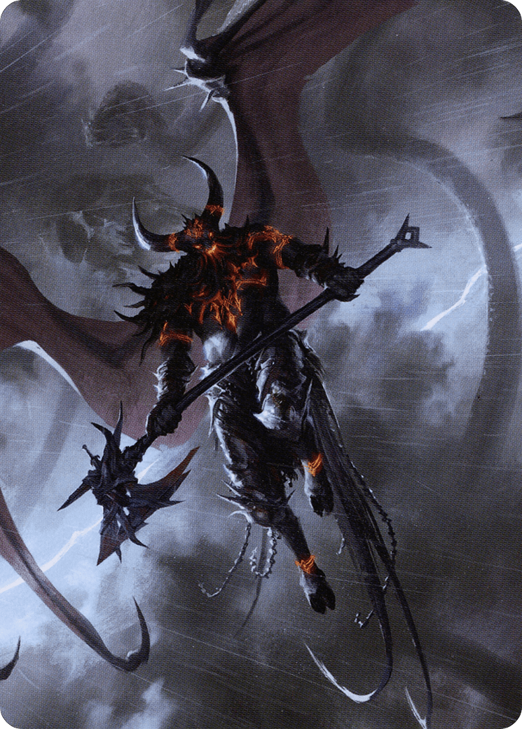 Burning-Rune Demon // Burning-Rune Demon (AKHM-020) - Kaldheim Art Series (Borderless)