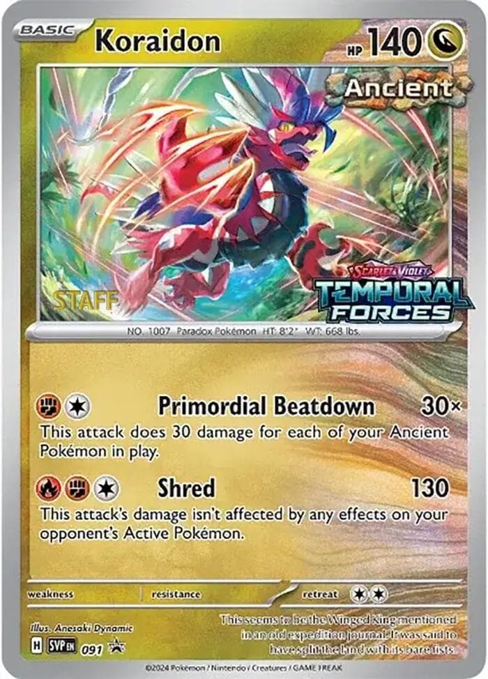 Koraidon (Prerelease) [Staff] 091- SV Scarlet & Violet Promo Cards Holofoil