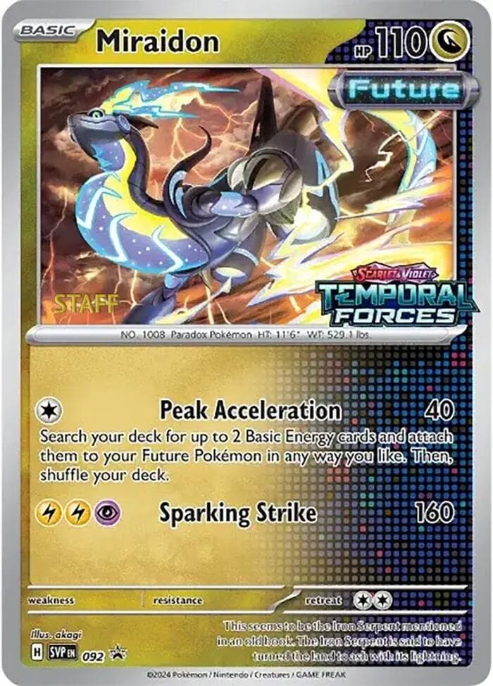 Miraidon (Prerelease) [Staff] 092- SV Scarlet & Violet Promo Cards Holofoil