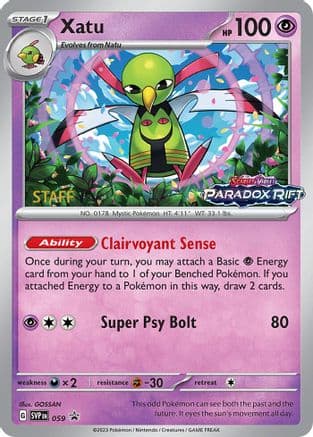 Xatu (Prerelease) [Staff] 059- SV Scarlet & Violet Promo Cards Holofoil