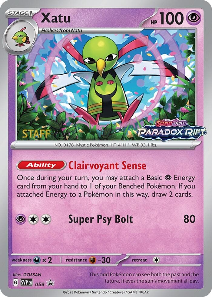 Xatu (Prerelease) [Staff] 059- SV Scarlet & Violet Promo Cards Holofoil
