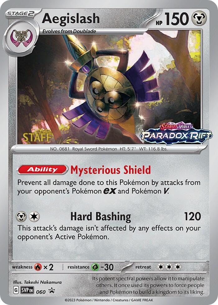 Aegislash (Prerelease) [Staff] 060- SV Scarlet & Violet Promo Cards Holofoil