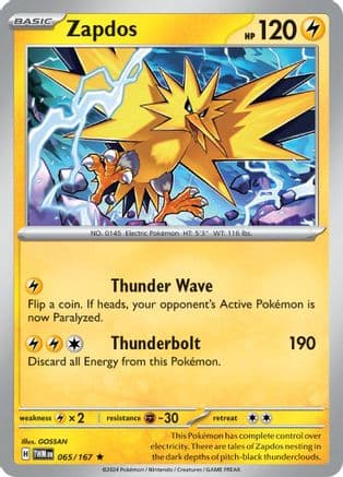 Zapdos 065- SV06 Twilight Masquerade Holofoil