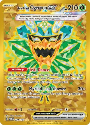 Teal Mask Ogerpon ex 221/167  - Holofoil SV06 Twilight Masquerade - Hyper Rare