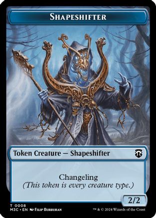 Shapeshifter (0008) (Ripple Foil) // Dragon Double-Sided Token |  Foil (8 // 12) [Modern Horizons 3 Commander]