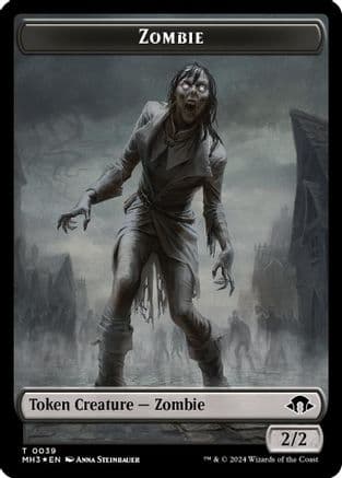 Zombie (Ripple Foil) // Elephant Double-Sided Token |  Foil (39 // 18) [Modern Horizons 3 Commander]