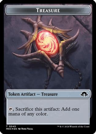Treasure (Ripple Foil)  // Copy Double-Sided Token (34 // 1) [Modern Horizons 3]  Foil