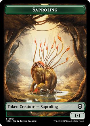 Saproling (Ripple Foil) // Emblem - Garruk, Apex Predator Double-Sided Token |  Foil (21 // 27) [Modern Horizons 3 Commander]