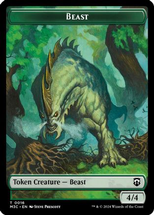 Beast (0016) (Ripple Foil) // Copy Double-Sided Token |  Foil (16 // 1) [Modern Horizons 3 Commander]