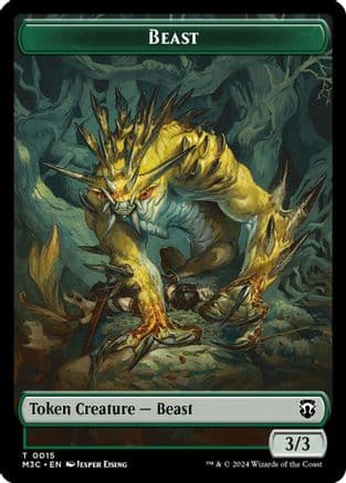 Beast (0015) (Ripple Foil) // Insect (0025) Double-Sided Token |  Foil (15 // 25) [Modern Horizons 3 Commander]