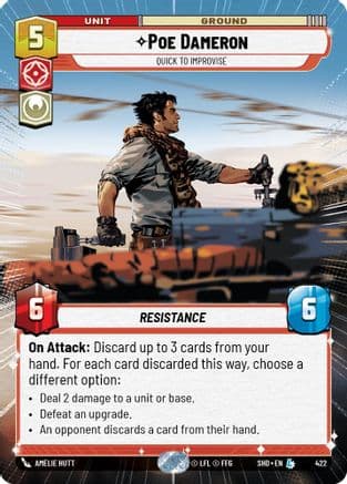 Poe Dameron - Quick to Improvise (Hyperspace) | Foil (422)  [Shadows of the Galaxy]
