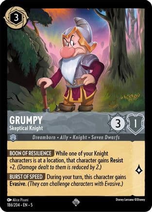 Grumpy - Skeptical Knight (186/204) [Shimmering Skies] Cold Foil