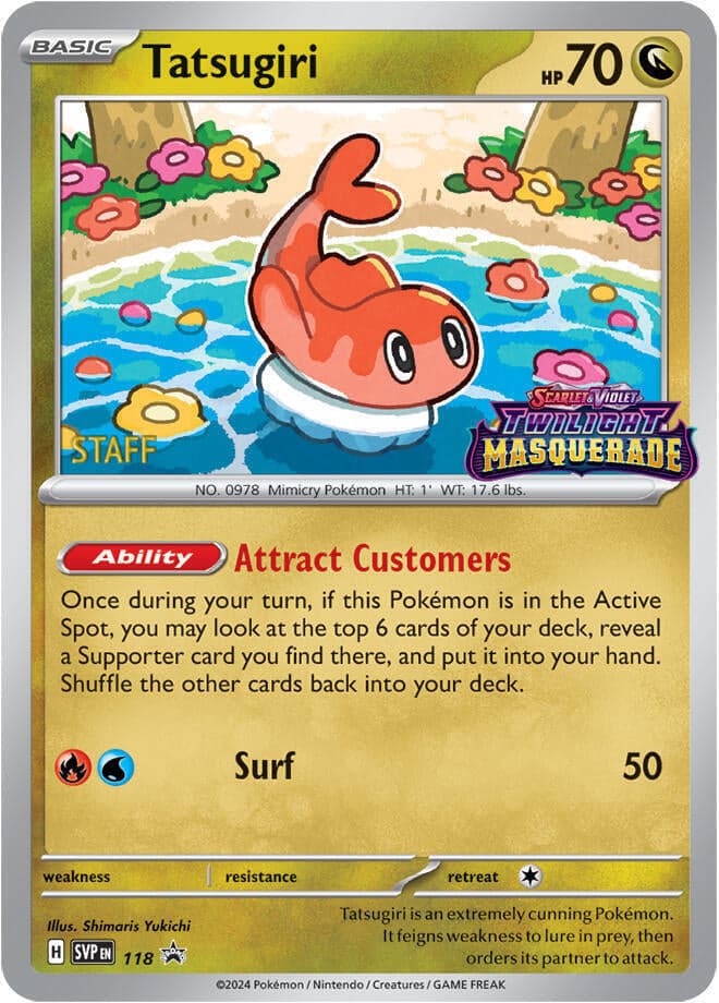 Tatsugiri (Prerelease) [Staff] 118- SV Scarlet & Violet Promo Cards Holofoil