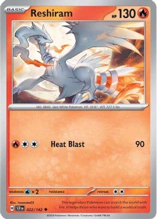 Reshiram 022- SV07 Stellar Crown Reverse Holofoil