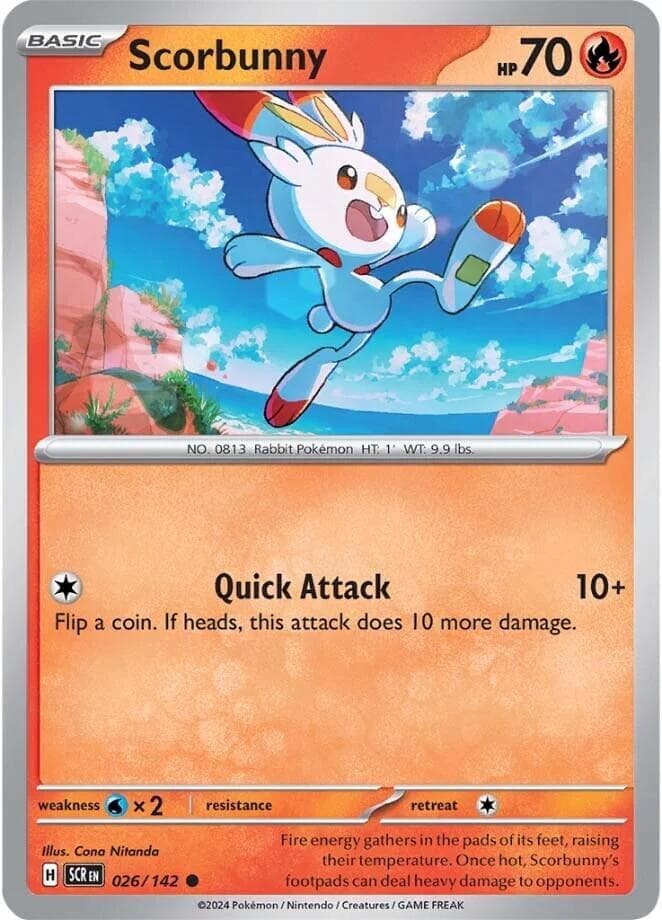 Scorbunny 026- SV07 Stellar Crown Reverse Holofoil