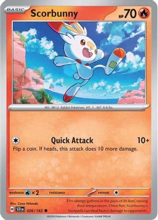 Scorbunny 026- SV07 Stellar Crown Reverse Holofoil