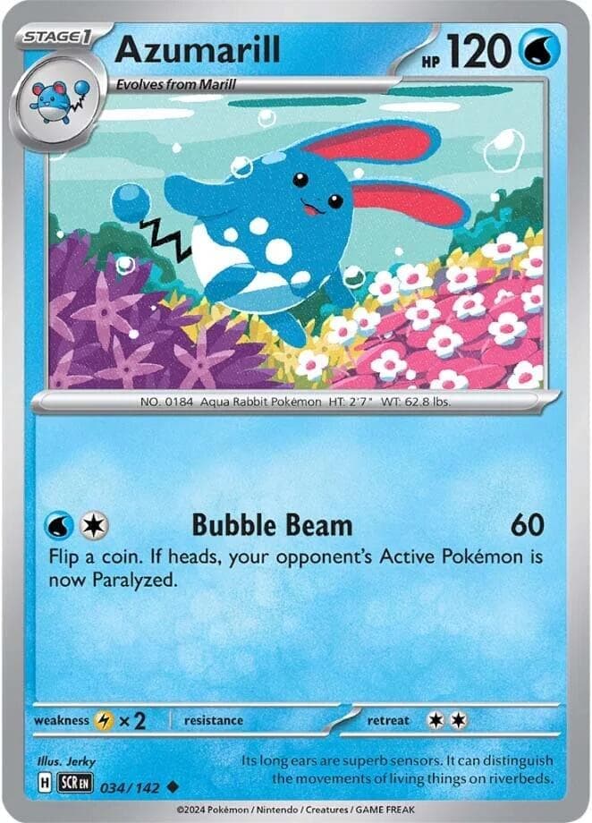 Azumarill 034- SV07 Stellar Crown Reverse Holofoil